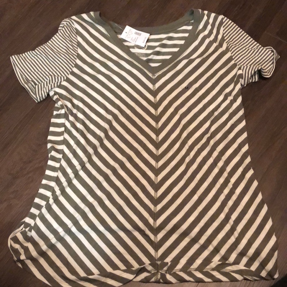 Striped hunter green Maurice’s shirt